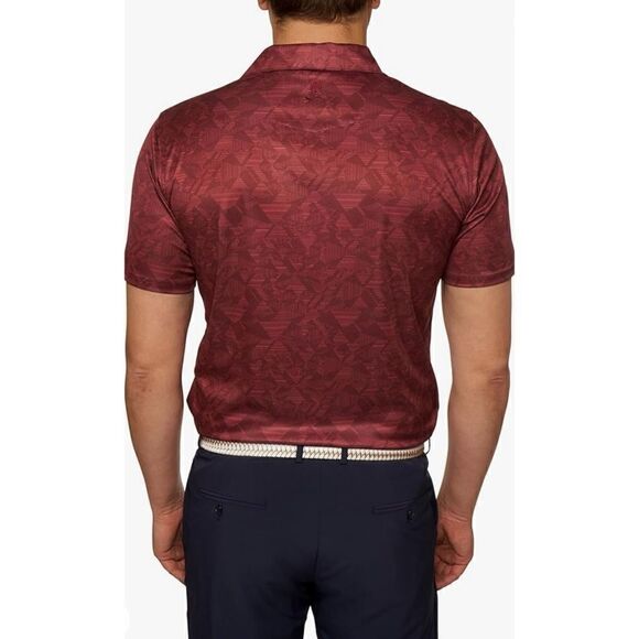 Robert Graham Men's Hydrus Short-Sleeve Knit Polo Shirt in Berry Size XL - Picture 2 of 10